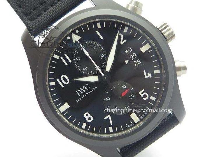 MIROTIME 0321 EasyCare Pilot Chrono IW388001 Real Ceramic ZF 1:1 Best Edition On Black Nylon Strap A 7279